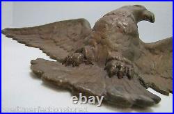 Antique Spread Winged Eagle Figural Decorative Art Plaque Statue Bronze Brass