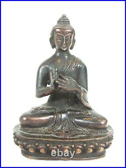 Antique Tibetan Bronze Tone Brass/Copper Shakyamuni Buddha Statue Sculpture