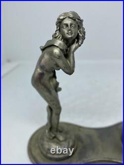 Antique Unique Vintage Bronze Brass Sculpture Statue Figure Nude Girl Art Decor
