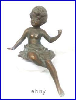 Antique Vintage Collectible Bronze Brass Girl Statue Figurine Part of Decoration