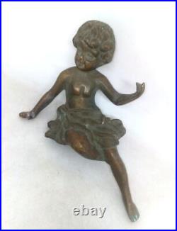 Antique Vintage Collectible Bronze Brass Girl Statue Figurine Part of Decoration