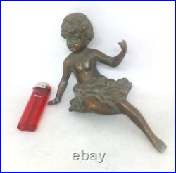 Antique Vintage Collectible Bronze Brass Girl Statue Figurine Part of Decoration