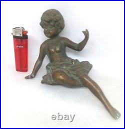 Antique Vintage Collectible Bronze Brass Girl Statue Figurine Part of Decoration