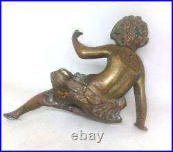 Antique Vintage Collectible Bronze Brass Girl Statue Figurine Part of Decoration