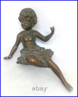 Antique Vintage Collectible Bronze Brass Girl Statue Figurine Part of Decoration