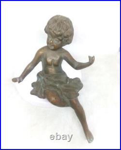 Antique Vintage Collectible Bronze Brass Girl Statue Figurine Part of Decoration