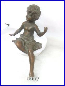 Antique Vintage Collectible Bronze Brass Girl Statue Figurine Part of Decoration