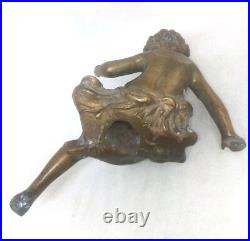 Antique Vintage Collectible Bronze Brass Girl Statue Figurine Part of Decoration