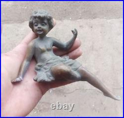 Antique Vintage Collectible Bronze Brass Girl Statue Figurine Part of Decoration