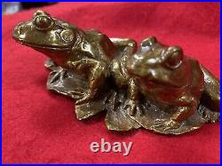 Antique Vintage Maitland Smith Bronze Frogs