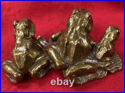 Antique Vintage Maitland Smith Bronze Frogs