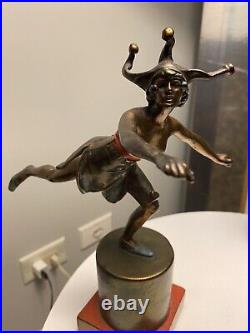 Antique brass/bronze Topless Female jester statue Un Marked