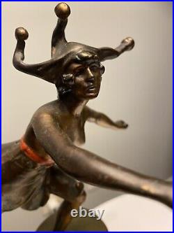 Antique brass/bronze Topless Female jester statue Un Marked
