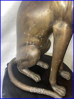 BIG Bronze Egyptian Bastet Brass Cat statue, 1970s signed by sculptor 24