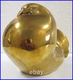 Barbara Hepworth Signed Pair of Modernist Art Brass over Bronze Dove Sculptures