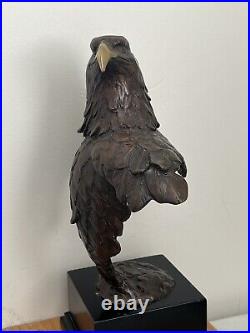 Bernard Kim Bronze Brass Bust Eagle Figure Statue Art Kim B Sculpture, NICE