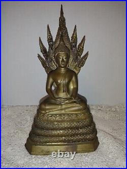 Brass/Bronze Southeast Asian Buddha Meditating with Dragon