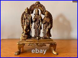 Brass Hand carved Lord Ram Darbar statue Rama Laxman Sita & Hanuman Figurine