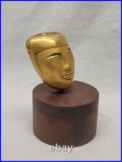 Brass Mayan / Asian / Egyptian Mask Statue Handmade Vintage # 5095