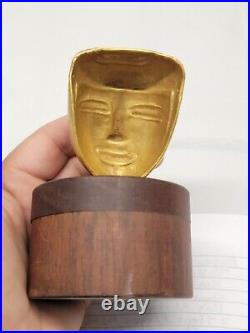 Brass Mayan / Asian / Egyptian Mask Statue Handmade Vintage # 5095