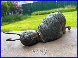 Brass Snail Sculpture Fairy Garden Animal Bronze Statue Sleepy Child Home Decor