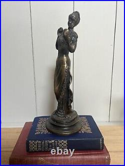 Brass bronze Art Deco Lady Woman Statue Vintage Antique 13 In