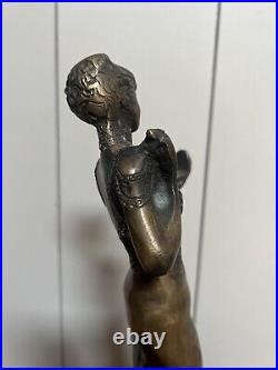 Brass bronze Art Deco Lady Woman Statue Vintage Antique 13 In