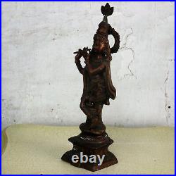 Bronze Brass Statue Ornate Krishna Playing Music Good Fortune 17