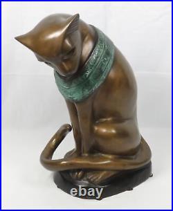Bronze Egyptian Feline Cat Goddess Bastet Sculpture Cast Brass Statue