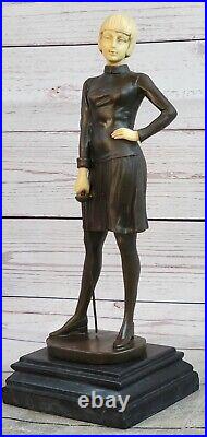 Bronze Fencer Fencing Statue Abstract Figurine Sport Brass Sculpture Art Deco