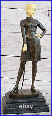 Bronze Fencer Fencing Statue Abstract Figurine Sport Brass Sculpture Art Deco