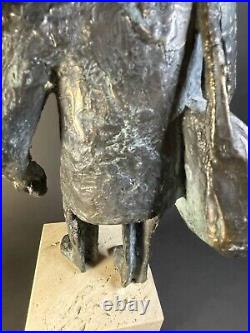 Bronze Or Brass Sculpture Of A Postman 12 Tall Unsigned Heavy Unusual Verdigris
