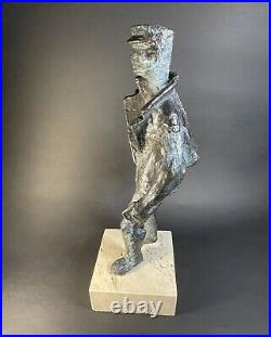 Bronze Or Brass Sculpture Of A Postman 12 Tall Unsigned Heavy Unusual Verdigris