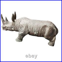 Bronze Rhinoceros Statue Metal Brass Rhino Statue Heavy Detailed