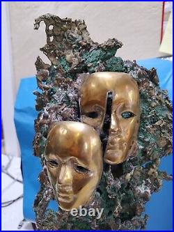 Bronze Sculpture 19 signed TONNY Mid Century Bronze Brass Mask Statue Very Nice