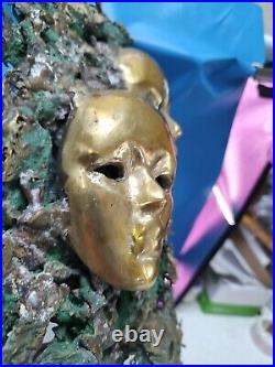 Bronze Sculpture 19 signed TONNY Mid Century Bronze Brass Mask Statue Very Nice