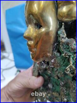 Bronze Sculpture 19 signed TONNY Mid Century Bronze Brass Mask Statue Very Nice