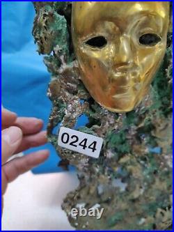 Bronze Sculpture 19 signed TONNY Mid Century Bronze Brass Mask Statue Very Nice