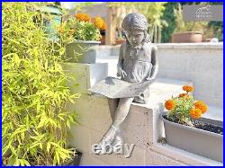 Bronzed Garden Statue of a Young Girl, Sitting Reading a Book