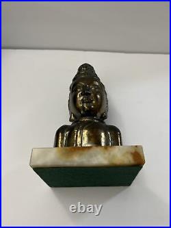Buddhism China Chinese Kwan-yin Guan Yin Bronze Brass Bust With Marble Base