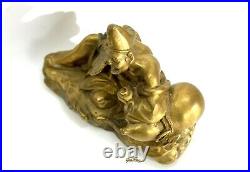 Cast Gilt Bronze Brass Miniature Figurine Antique Chinese