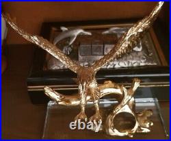 China Bronze Brass Statue EAGLE/Hawk Figure with Gilding Office Desk Bird H 6'