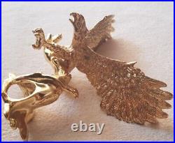 China Bronze Brass Statue EAGLE/Hawk Figure with Gilding Office Desk Bird H 6'