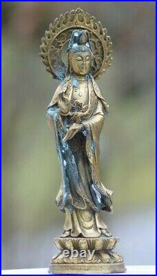 Chinese Asian Antique Brass Bronze Guan Yin Kwan Yin Statue Tao