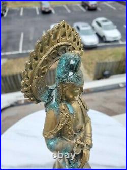 Chinese Asian Antique Brass Bronze Guan Yin Kwan Yin Statue Tao