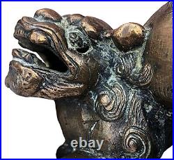 Chinese Brass / Bronze Foo Dog Temple Lion Incense Burner Vintage