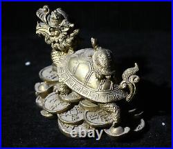 Chinese Fengshui Brass statue Dragon turtle sculpture HandMade Fengshui Statue