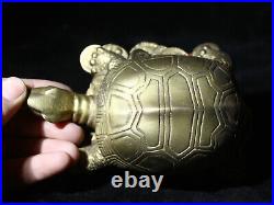 Chinese Fengshui Brass statue Dragon turtle sculpture HandMade Fengshui Statue