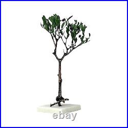 Decorative Real Olive Tree Handmade of Brass on White Marble Base