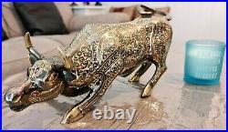 Dotted BULL Shape Gold Style Handmade Brass Figure Statue Sculpture Decoration